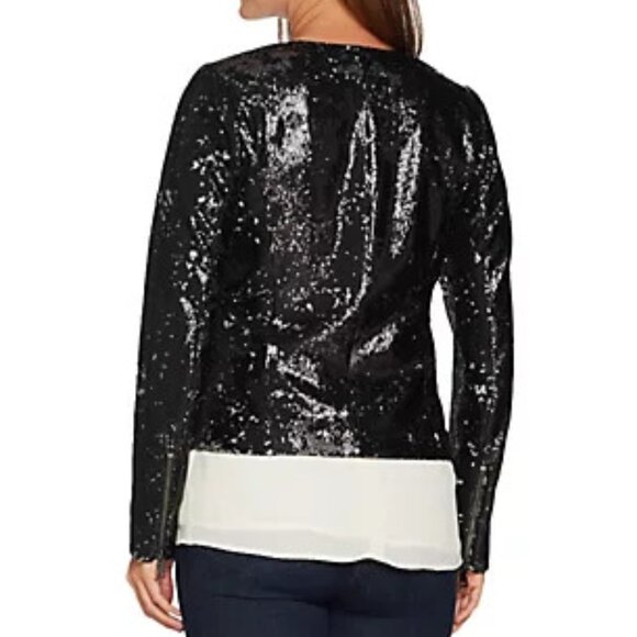 G.I.L.I. Black Sequin Bomber Jacket -NWT - Picture 2 of 11